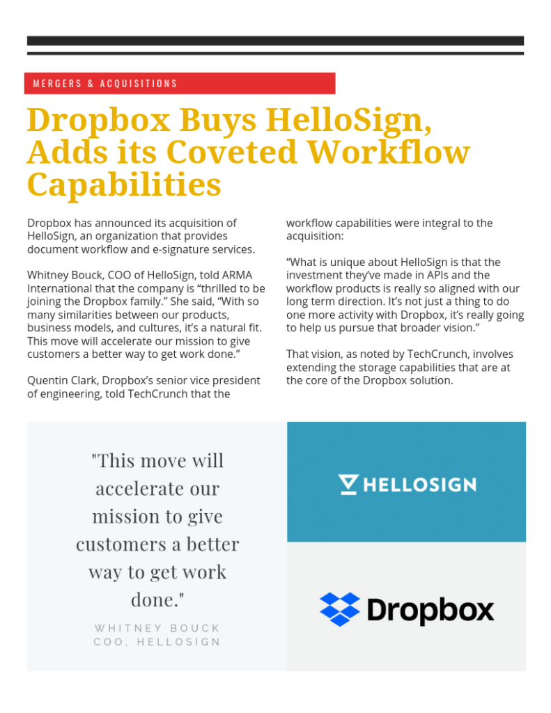 Dropbox Buys Hello Sign, Adds its Coveted Workflow Capabilities (PDF)