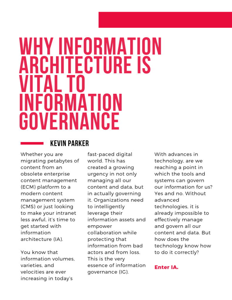 Why Information Architecture is Vital to Information Governance